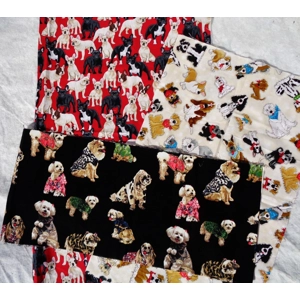 3 Pattern Dog Fabric Mix Lot Material