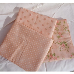 3 Pattern Print Moda Fabric 18 x 42 Inch Cotton Peach Moondance