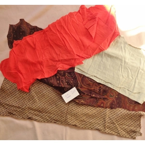 Silk Scrap Fabric Lot Reclaimed clothing 3 oz Crafting S15