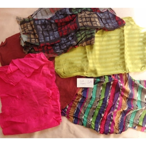 Silk Scrap Fabric Lot Reclaimed clothing 3 oz Crafting S19