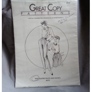 Great Copy Patterns 630 Knit Pleated Pants Shorts XS S M L XL