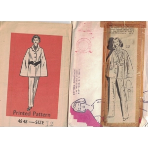 Printed Pattern 4848 Cape Top Pants Size 12 Sewing Vintage