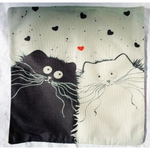Cat Pillow Covers 2 Cats Black White Lovers 17x17 011