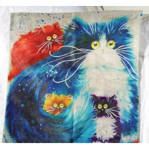 Cat Pillow Covers Blue 4 Cats 17x17 008