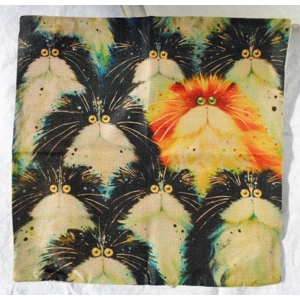 Cat Pillow Covers 9 Cats Black and White 17x17 007