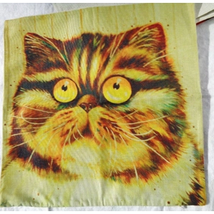 Cat Pillow Covers Gold Eye Tiger Head 17x17 005