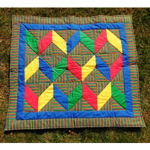 Bright Zig Zag Baby Lap Quilt 0016 39x45 Colorful Stripes