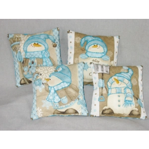 4 Snowman Mini Pillows Ornies Tucks Bowl Fillers