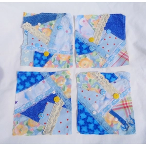 4 Blue Snippet Blocks 5x6 Inch Quilts Journal B3