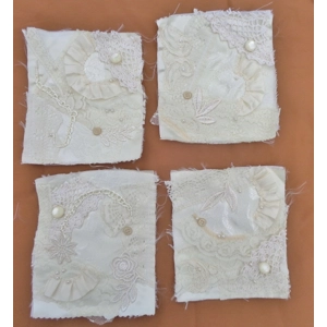 4 Snippet Blocks 6x5 Inch Cream Fabric 009