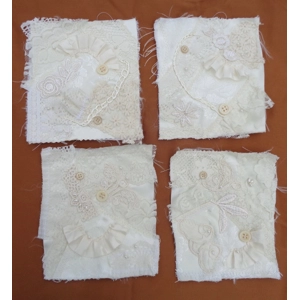 4 Cream Snippet Blocks 5x6 Inch Junk Journal 010