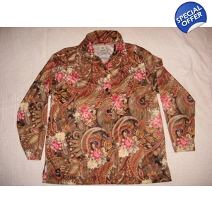 Haband Paisley Floral Blouse S 21 Bust Silky Shirt Top