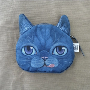 Blue Cat Coin Purse Change Pouch