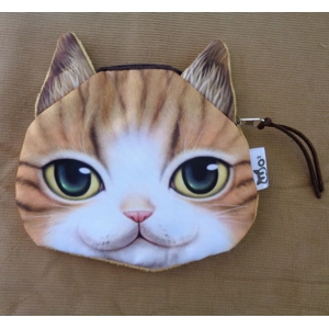 Gold Tiger Cat Coin Purse Change Pouch