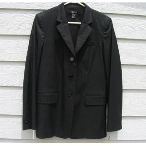 DKNY Black Striped Blazer 8 NEW NWT Jacket Suit Coat White Pinstripe
