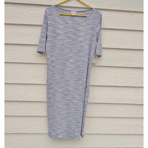 LuLaRoe Julia Dress Large Pencil Style NWT Bodycon Blue White