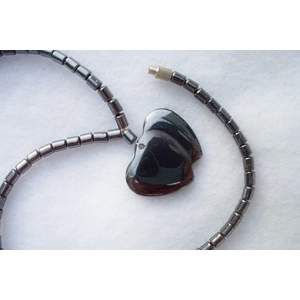 Hematite Double Heart Choker Necklace Jewelry 16.5 Inches