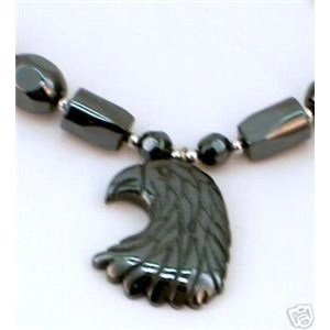 Hematite Eagle Necklace 18 Inch Choker Jewelry Flat Back