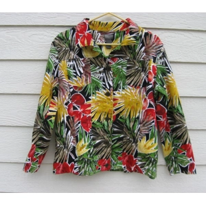Chico's Colorful Jacket 3 Tropical Print Blazer 44 Chest Button Down