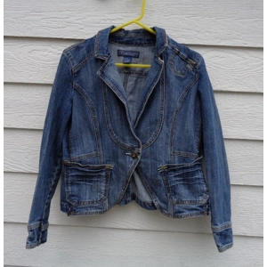 Baccini PL Denim Blazer Jacket 40 Chest Seam Detail Blue Jean Top