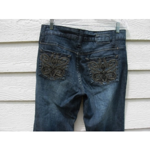 Gitano Blue Jeans 12 35x32 Embroidered Pockets Flared Denim