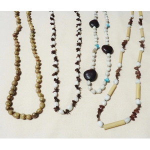 4 Jobs Tears Lei Necklaces Seed Pods Shell Seeds Wood Tropical