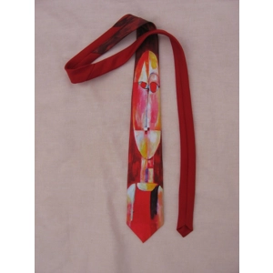 Ralph Marlin Neck Tie Abstract Face Red Senecio 1991 Novelty