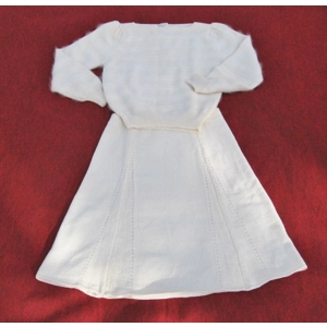 Michelle Stuart 2 Pc Sweater Skirt 12 Cream Wool Rayon Angora