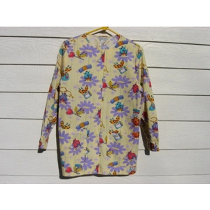Cherokee Scrub Top XS 42 Chest NWOT Lt Yellow Ladybugs Medical