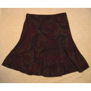 Chaps Burgundy Red Print Skirt 12 34 Inch Waist 2 Layer Full Floral