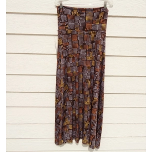 Lularoe Maxi Skirt Small NWT Brown Gray Pattern A Line Fold Down Waist