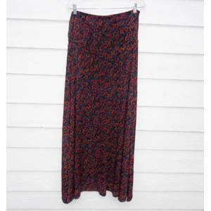Lularoe Maxi Skirt XL NWT Blue Teal Floral A Line Fold Down Waist