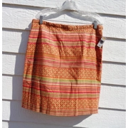 Talbots Petites 16 Red Green Stripe Skirt 34 Waist 21 Length NWT