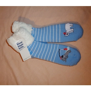 Old Navy Sherper Slipper Socks Non-Skid NWT Blue Bear Walrus