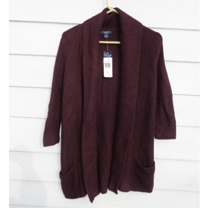 CHAPS Black Cherry Shrug Cardigan Sweater Small 34 Chest NWT