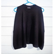Eskandar Black Wool Sweater Vest Womens OS Large Armhole Oversize