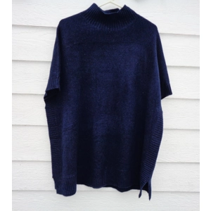 Isaac Mizrahi Live Navy Blue Cashmere Sweater Poncho Medium Large