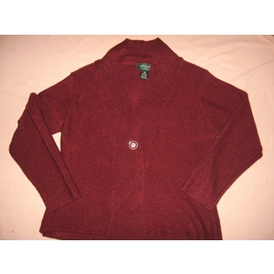 Lemon Grass Red Cardigan PXL 44 Inch Chest Sweater Nubby Texture