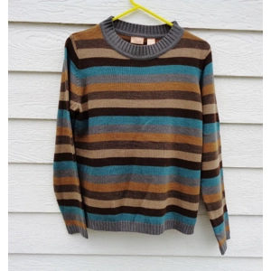 North Crest Striped Sweater Large 14-16 Long Sleeve EUC