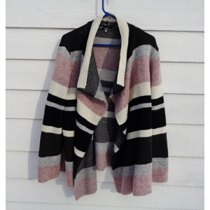 Sioni Striped Cardigan 1X 51 Chest Open Front Drape