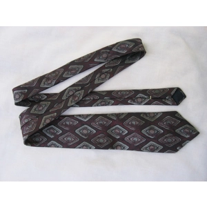 Neck Tie Oscar De La Renta Burgundy Diamond Pattern