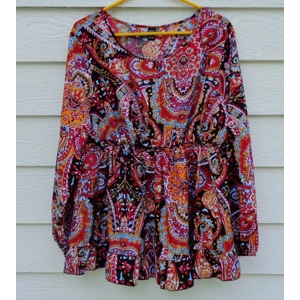 Shein Curve Paisley BoHo Top 2XL