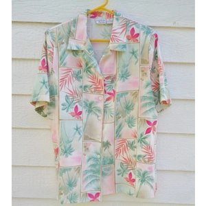 Allison Daley Tropical Print Blouse Shirt Top 14 45 Chest Moleskin