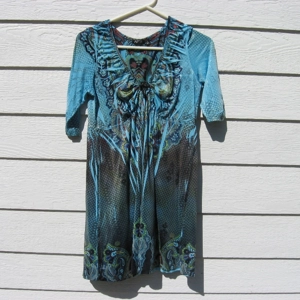 Apt. 9 Top Medium M 34 Chest Blue Empire Knit Boho Peasant