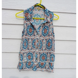 Democracy Blue Floral Top Medium 38 Chest Sleeveless