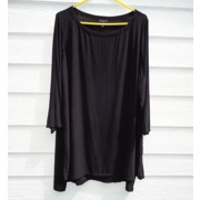 Eileen Fisher Black Silk Tunic Top Womens 1X Stepped Hem