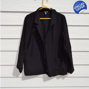 Eileen Fisher Black Viscose XL Blazer Jacket 035