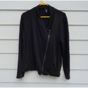 Eileen Fisher Black Zipper Coat XL Tencel 039