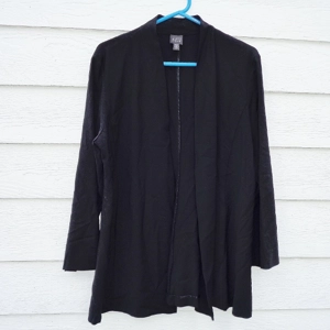 Eileen Fisher Black Wool Blend Blazer Womens Large 42 chest