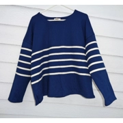 Eileen Fisher Blue Stripe Top Womens XL 52 Chest Boxy Organic Cotton